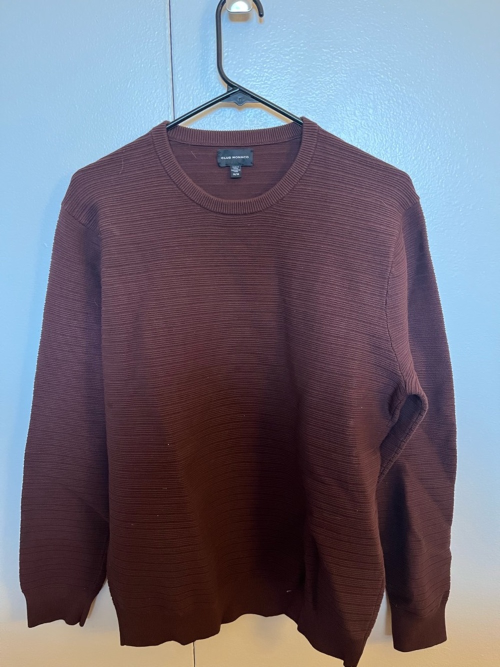 Club Monaco Burgundy Ribbed Knit Crewneck Sweater